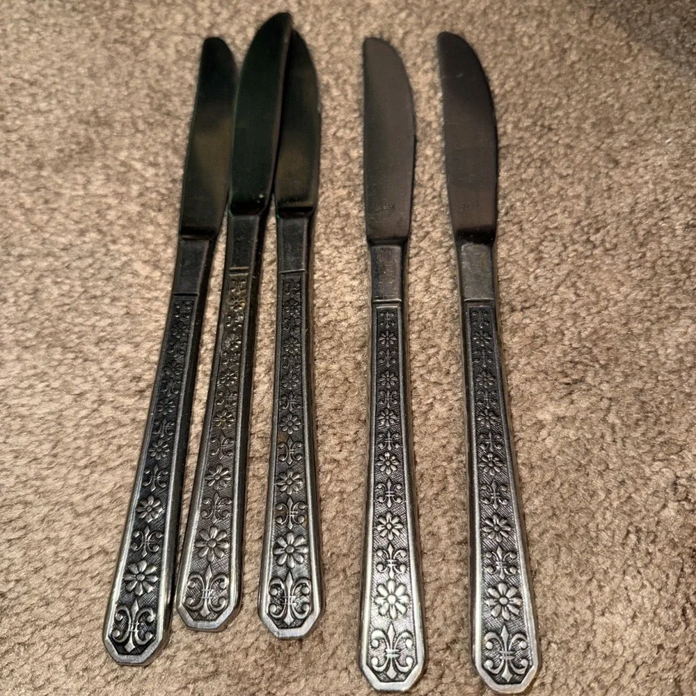 Vintage 70's Interpur FLORENZ Stainless 5 Knives Mid Century Modern